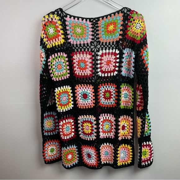 BiBi Crocheted Granny Square Cardigan Sweater - Picture 2 of 7